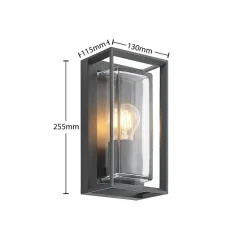 Arcchio udendørs væglampe Ismera, antracit/klar, IP65, glas