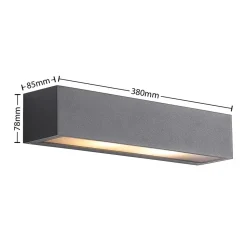 Arcchio udendørs væglampe LengoE27, 38 cm, antracit, E27, IP54
