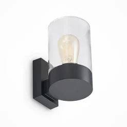 Arcchio udendørs væglampe Liljana, sort, 21 cm, IP65, glas