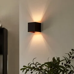 Arcchio væglampe Zuzana, kantet, sort-guld, G9, 10 cm