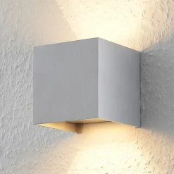 Arcchio væglampe Zuzana, kantet, aluminiumsfarvet, G9, 10 cm