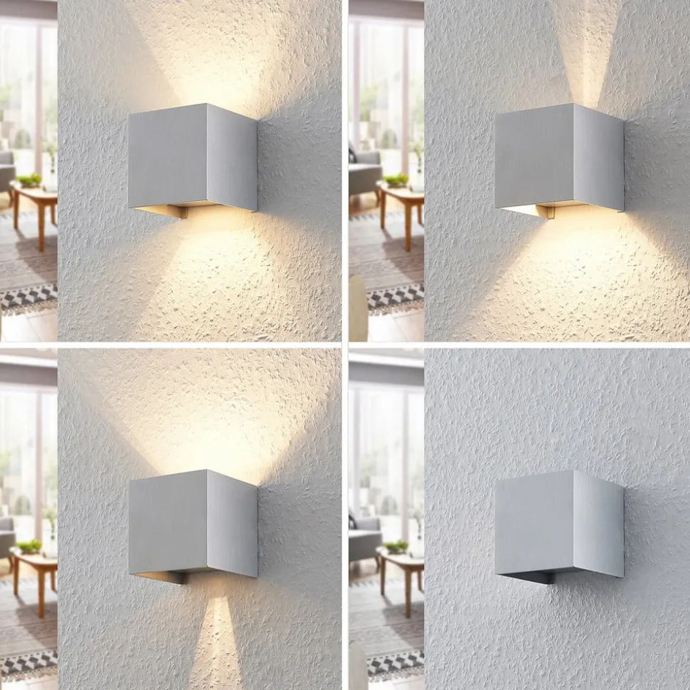 Arcchio væglampe Zuzana, kantet, aluminiumsfarvet, G9, 10 cm