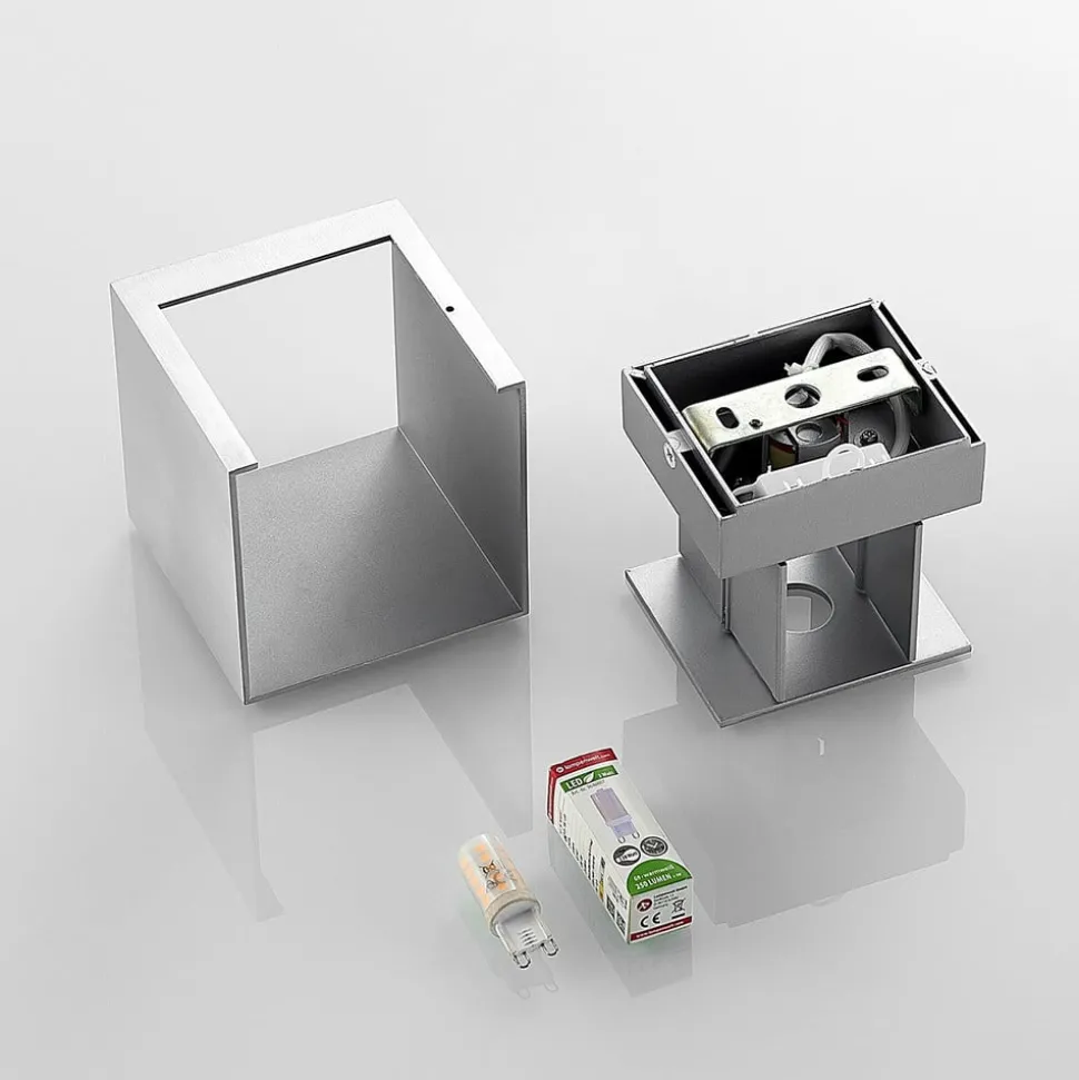 Arcchio væglampe Zuzana, kantet, aluminiumsfarvet, G9, 10 cm