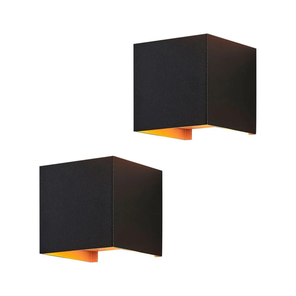 Arcchio væglampe Zuzana, sæt med 2, sort-guld, G9, 10 cm