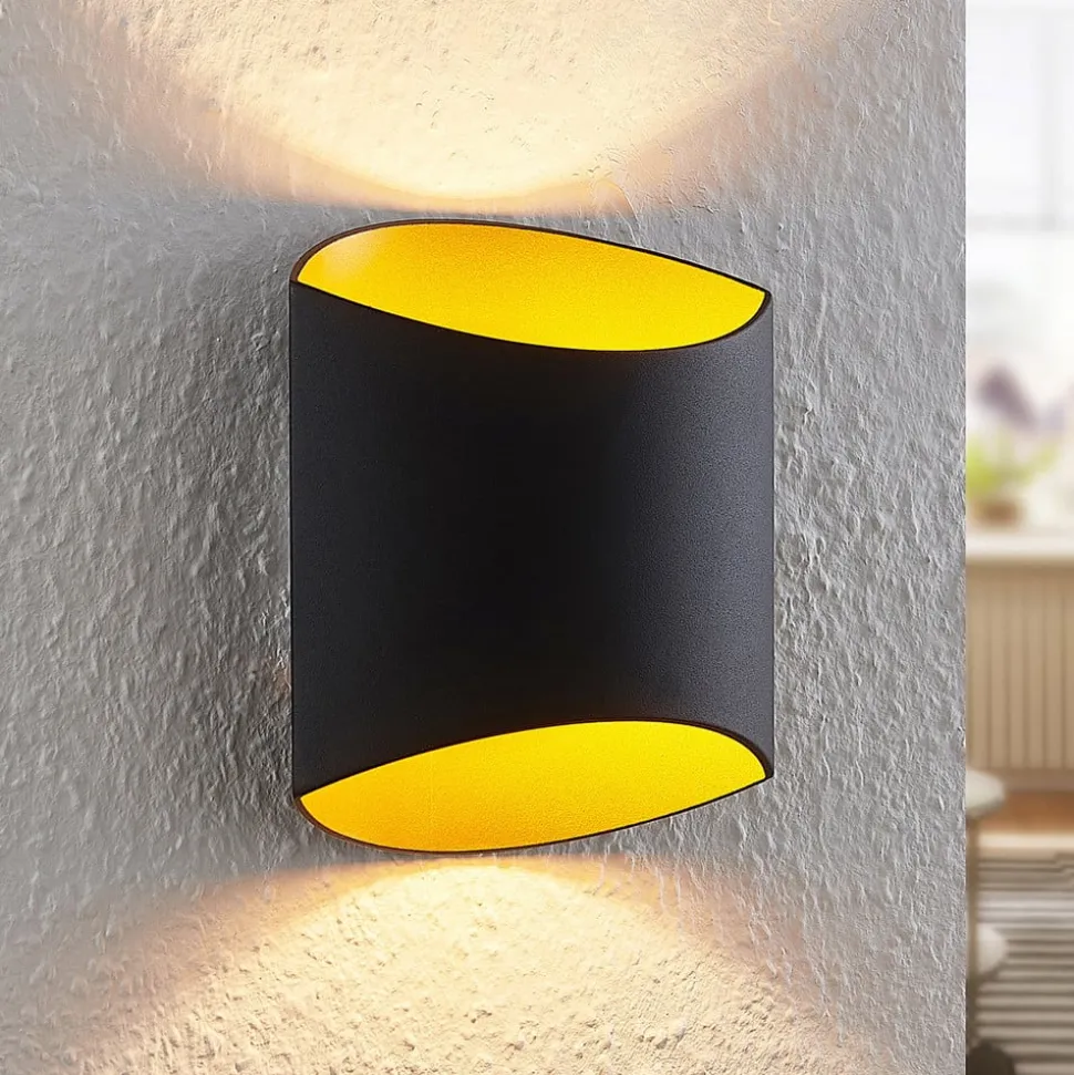 Arcchio Vilja væglampe, sort, guld, oval