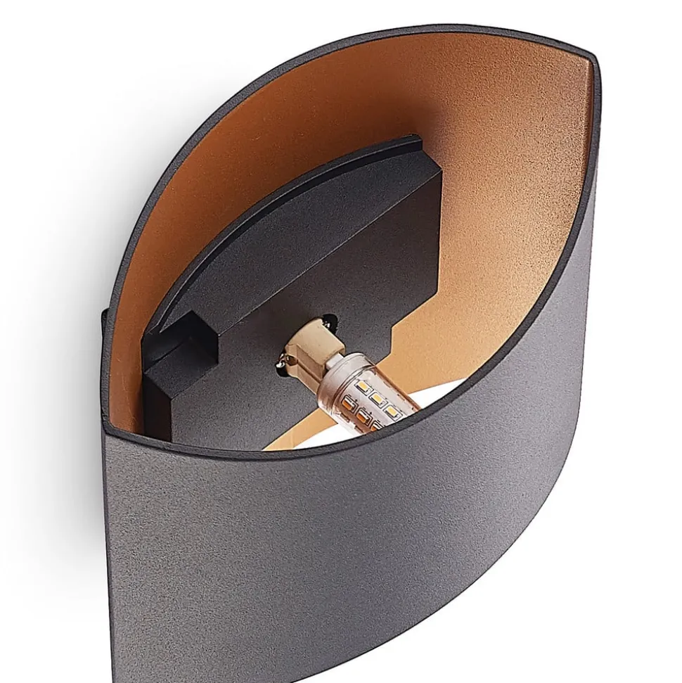 Arcchio Vilja væglampe, sort, guld, oval