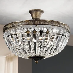 Arila loftlampe, krystalkæder, Ø 40 cm