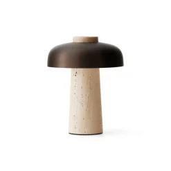 Audo bordlampe, sand/bronze, sten, 24,5 cm