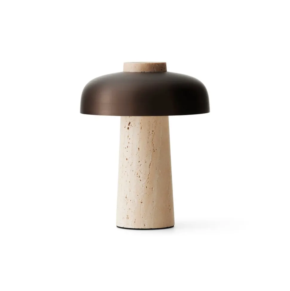 Audo bordlampe, sand/bronze, sten, 24,5 cm