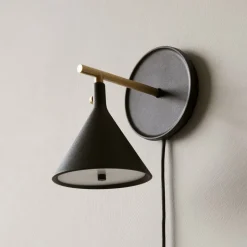Audo LED-væglampe Cast, sort, IP44, dæmper, stik