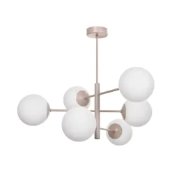 Aurora hængelampe, beige, Ø 60 cm, 6 lyskilder, glas, E14
