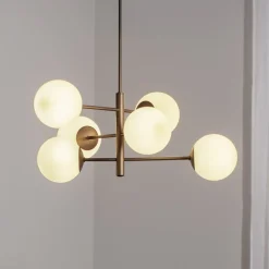 Aurora hængelampe, brun, Ø 60 cm, 6 lyskilder, glas, E14