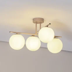 Aurora loftlampe, beige, Ø 50 cm, 4 lyskilder, glas, E14