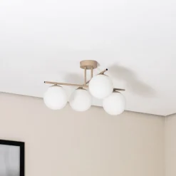 Aurora loftlampe, beige, Ø 50 cm, 4 lyskilder, glas, E14