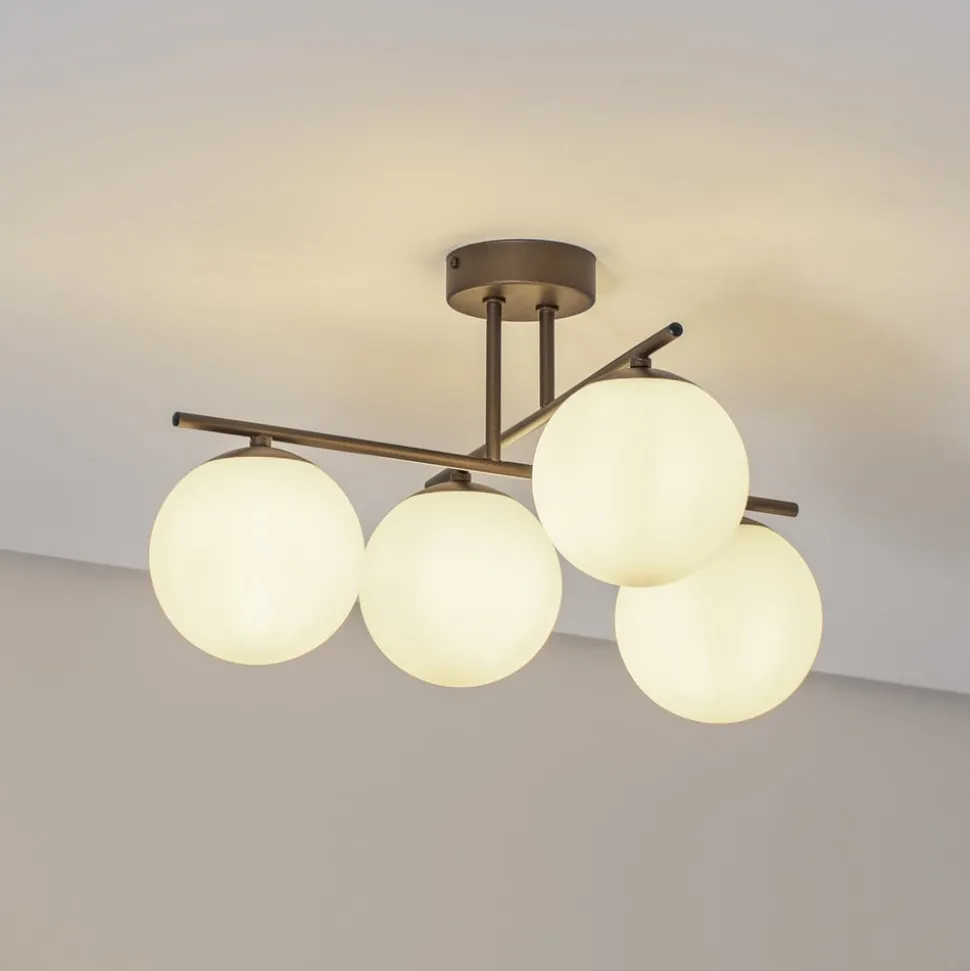 Aurora loftlampe, brun, Ø 50 cm, 4 lyskilder, glas, E14