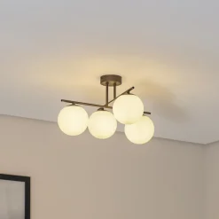 Aurora loftlampe, brun, Ø 50 cm, 4 lyskilder, glas, E14