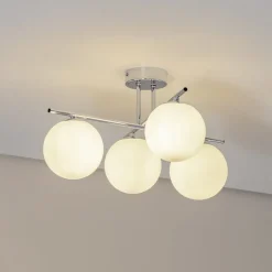 Aurora loftlampe, krom, Ø 50 cm, 4 lyskilder, glas, E14