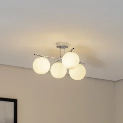 Aurora loftlampe, krom, Ø 50 cm, 4 lyskilder, glas, E14