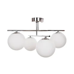 Aurora loftlampe, krom, Ø 50 cm, 4 lyskilder, glas, E14