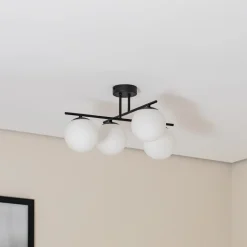 Aurora loftlampe, sort, Ø 50 cm, 4 lyskilder, glas, E14
