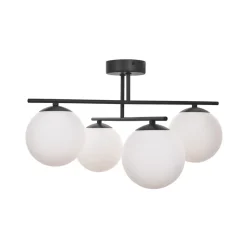 Aurora loftlampe, sort, Ø 50 cm, 4 lyskilder, glas, E14