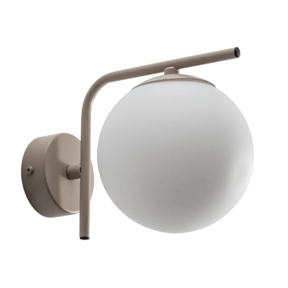 Aurora væglampe, beige, glas, 17 cm høj, kugle, E14
