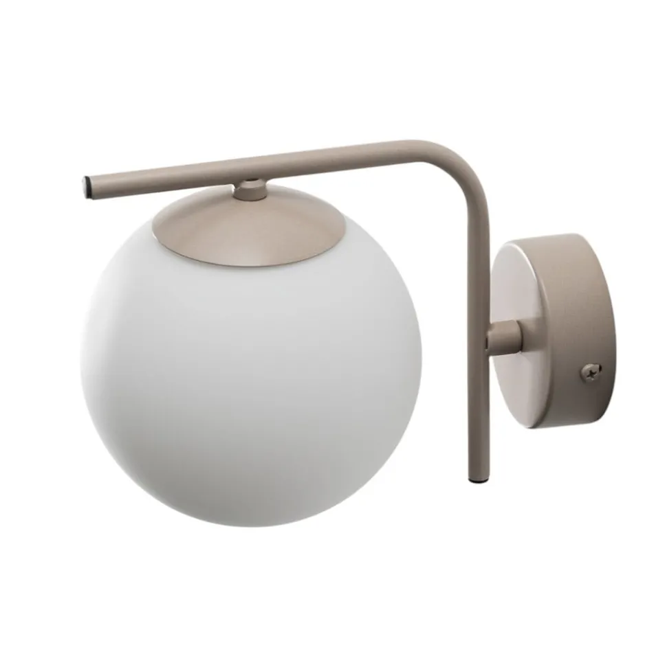 Aurora væglampe, beige, glas, 17 cm høj, kugle, E14
