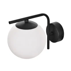 Aurora væglampe, sort, glas, 17 cm høj, kugle, E14