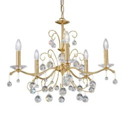 Austrolux lysekrone Carmen II, glas, guldbelagt, 65 cm
