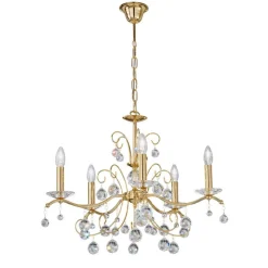 Austrolux lysekrone Carmen II, glas, guldbelagt, 65 cm