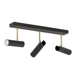 Axion loftlampe, 3 lyskilder, sort/guld, lang, stål