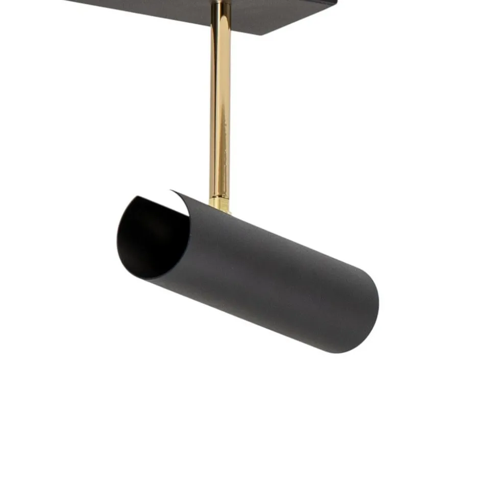 Axion loftlampe, 3 lyskilder, sort/guld, lang, stål