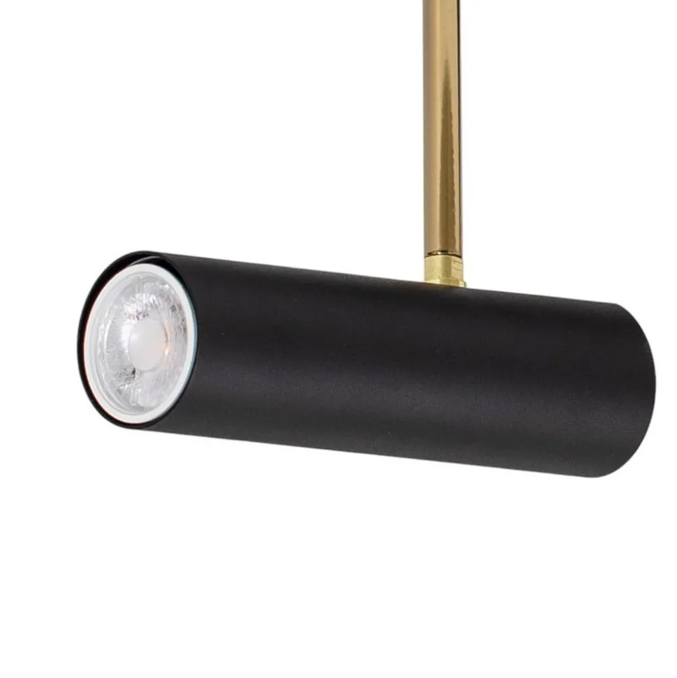 Axion loftlampe, 3 lyskilder, sort/guld, lang, stål