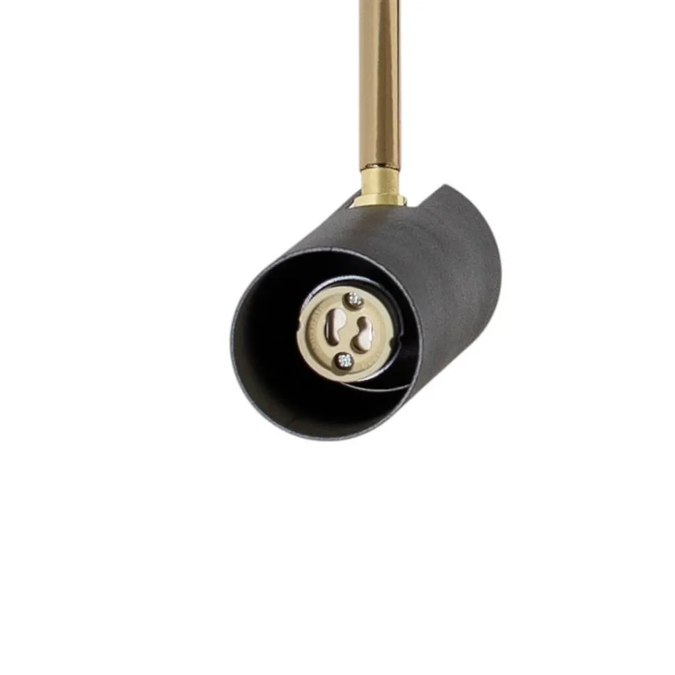 Axion loftlampe, 3 lyskilder, sort/guld, lang, stål