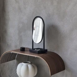 AYTM Angui bordspejl, sort, højde 35 cm, glas, marmor
