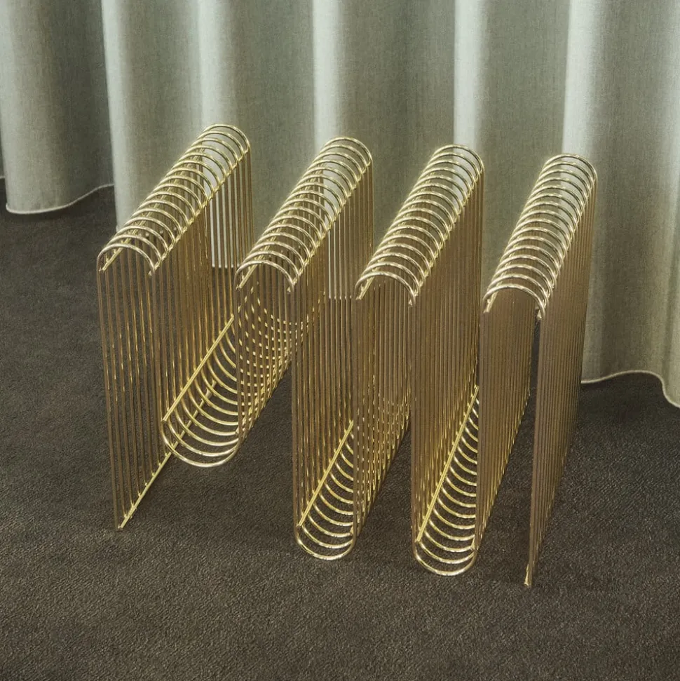 AYTM Magasinholder Curva, guld, bredde 40 cm, stål