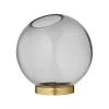 AYTM Vase Globe, Ø 17 cm, røggrå / guld, glas, stål