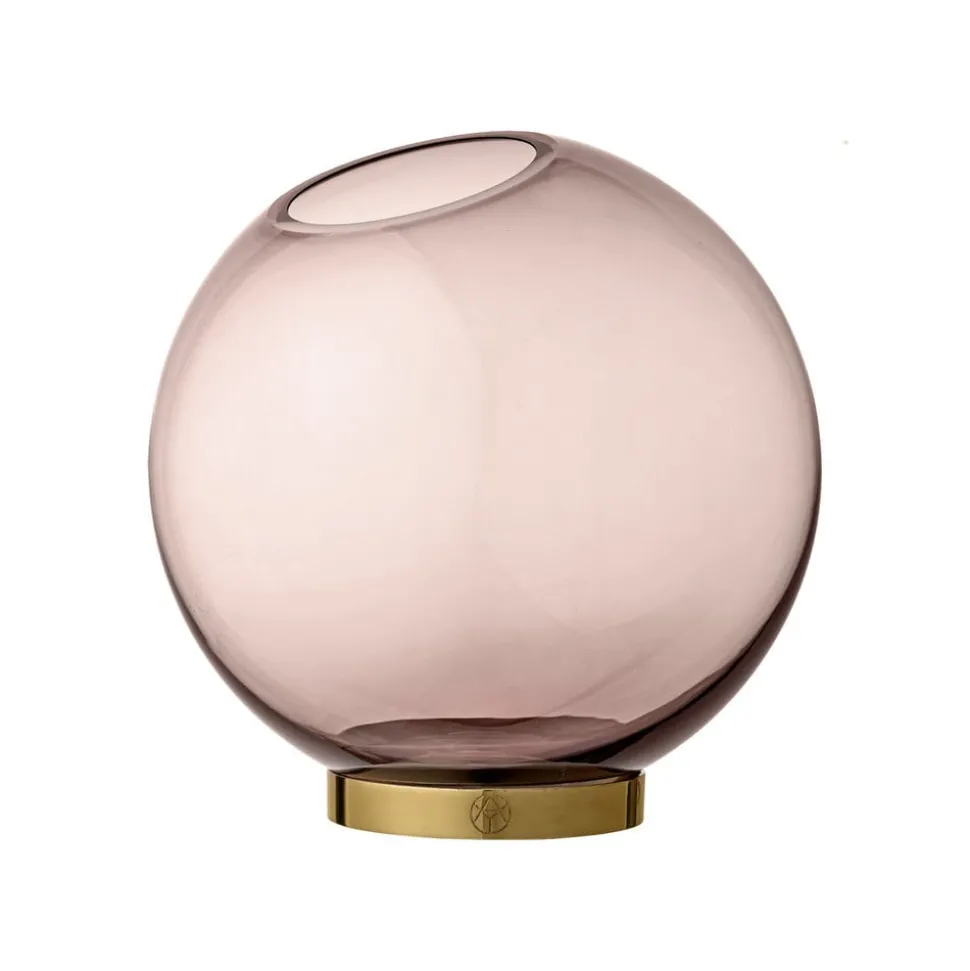 AYTM Vase Globe, Ø 17 cm, rosa / guldfarvet, glas, stål