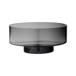 AYTM Volvi skål, røgfarvet grå, Ø 25 cm, glas, base, marmor