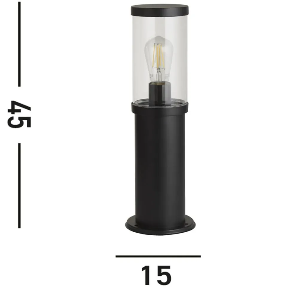 Bakerloo sokkellampe, IP44, sort, højde 45 cm, metal
