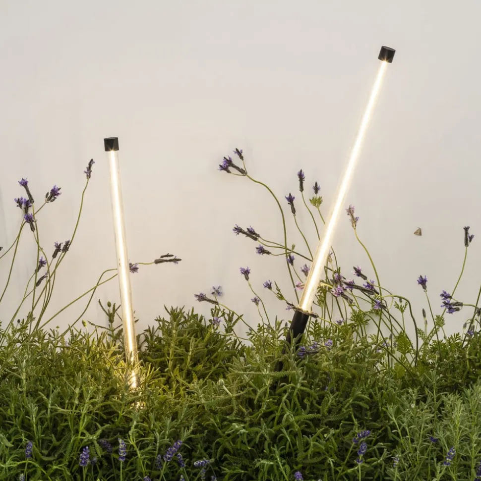 Bambou 1068 LED lampe med jordspyd, sort, aluminium/glas, højde 80 cm