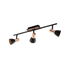 Barnham LED loftspot, længde 58,5 cm, sort/kobber