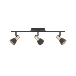 Barnham LED loftspot, længde 58,5 cm, sort/kobber