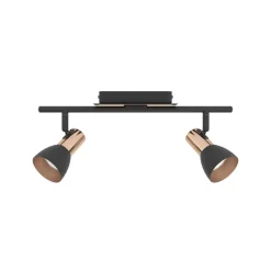 Barnham LED loftspot, længde 39,5 cm, sort/kobber