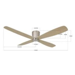 Beacon loftventilator Fraser krom/teak DC quiet Ø 132 cm