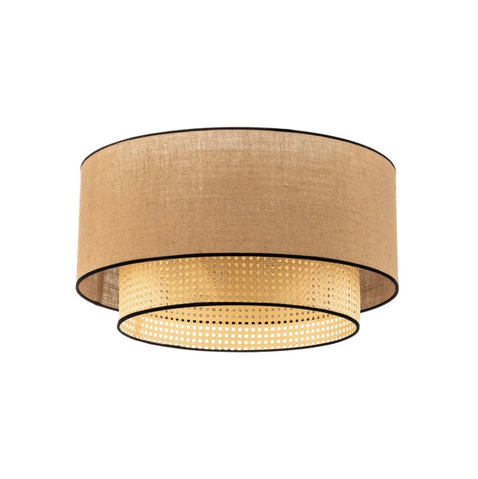 Big Boho loftlampe, rattan, beige/sort