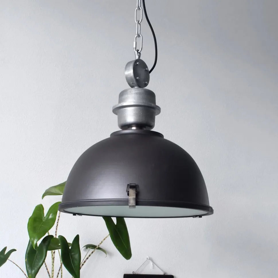 Bikkel hængelampe, Ø 42 cm, sort, metal, glas, E27