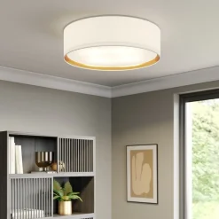 Bilbao loftslampe, hvid/guld, Ø 60 cm
