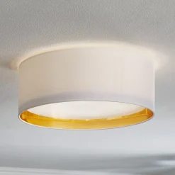Bilbao loftslampe, hvid/guld, Ø 45 cm