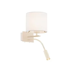 Bilo væglampe, beige, tekstil, 2 lyskilder, læselampe